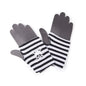 Fingerlose Handschuhe – Gestreift in Schwarz-Weiß mit Totenkopf – Gothic Punk Rockabilly Piraten-Style