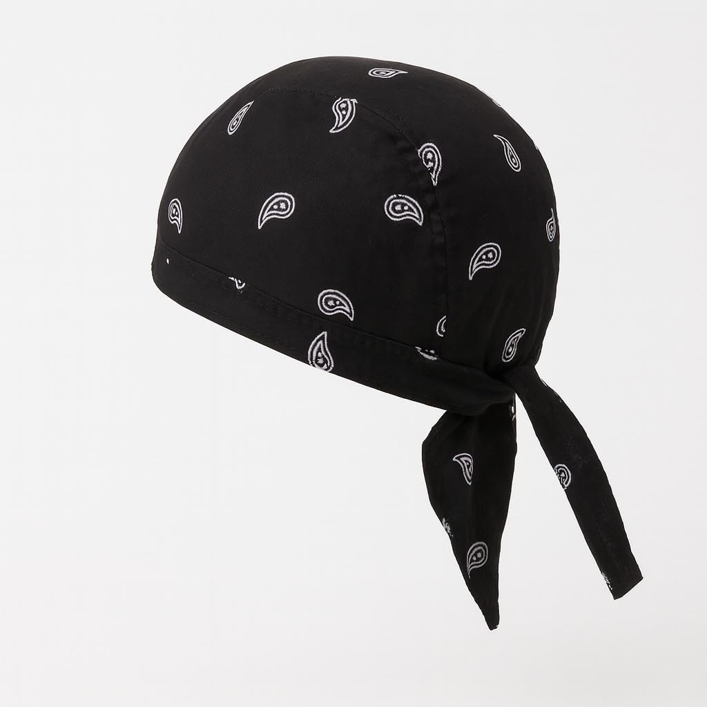 Schwarzes Bandana Kopftuch mit Paisley Muster – Unisex Biker Tuch, Piratentuch, Baumwolle, Sommer Sonnenschutz
