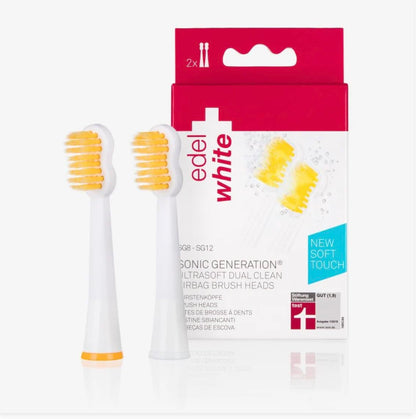 edel+white Dual Clean Ultrasoft Airbag Bürstenköpfe für elektrische Zahnbürste I Geeignet für alle edel+white Schall Zahnbürsten I Nachfüllpackung mit 2 Stück