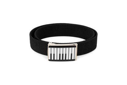 50x Gürtel Schwarz-Weiß Klavier-Design – Hüftgürtel/Jeansgürtel Unisex – Großhandel Set