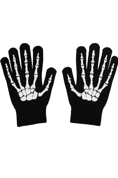 Schwarze Skelett-Handschuhe – Halloween Handschuhe mit Knochen-Design für Damen & Herren