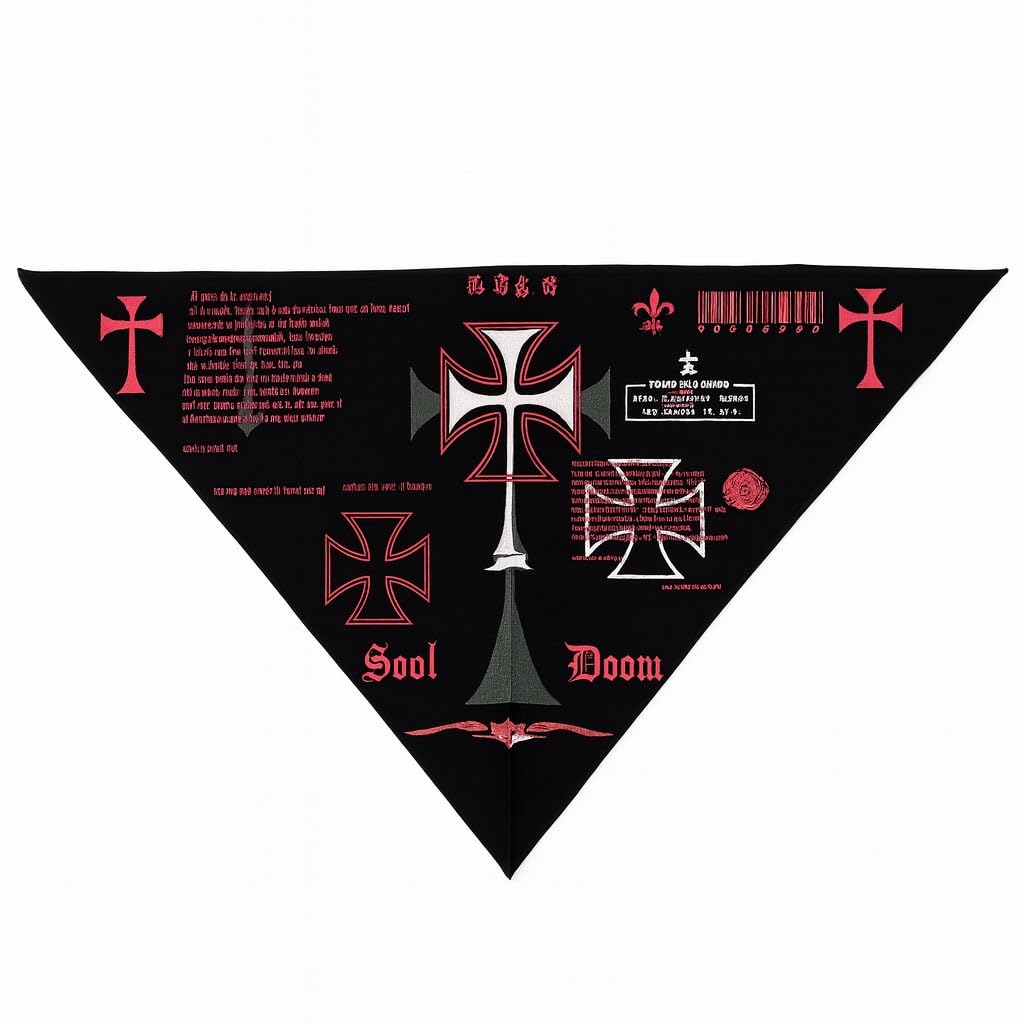 Schwarzes Dreiecktuch Bandana mit pinken Kreuzen – Unisex Kopftuch, Halstuch & Gesichtsschutz für Freizeit, Festival & Outdoor