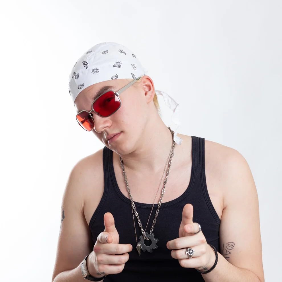 Weißes Bandana Kopftuch Paisley – Sommer Piratentuch & Biker Mütze | Unisex Stirnband mit Sonnenschutz für Rocker & Outdoor