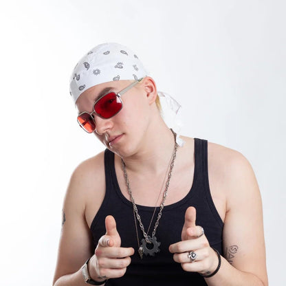 Weißes Bandana Kopftuch Paisley – Sommer Piratentuch & Biker Mütze | Unisex Stirnband mit Sonnenschutz für Rocker & Outdoor