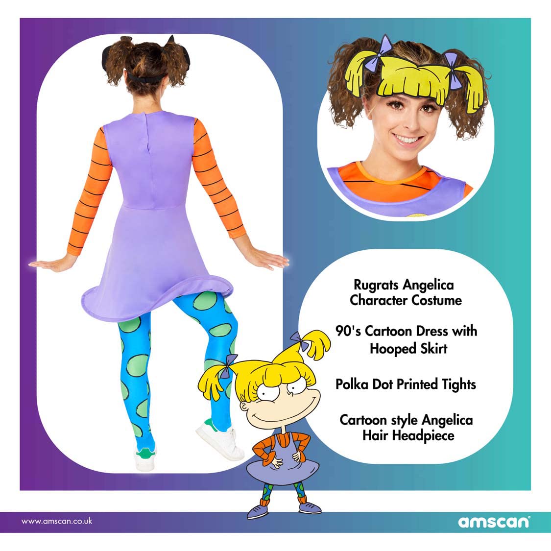 amscan Offizielles Nickelodeon Rugrats Angelica-Kostüm, Größen 36-44