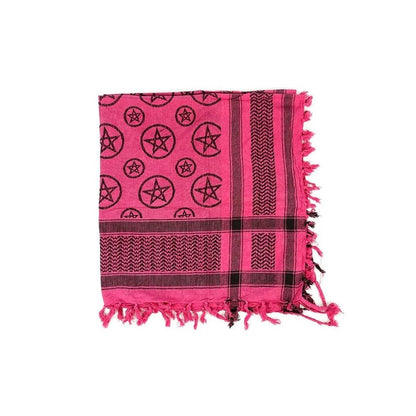 Palästinensertuch Shemagh Kufiya Pink mit Pentagramm – Gothic Punk Festival Tuch – Alternative Halstuch / Pali Tuch für Damen & Herren