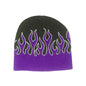 Strickmütze Lila mit Flammen-Muster – Wintermütze/Beanie Unisex – Warme Strickmütze für Damen & Herren