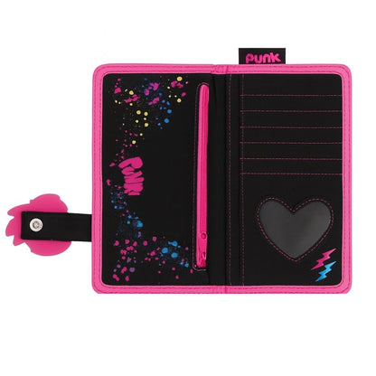 Kinder Geldbeutel Schwarz/Pink – Portemonnaie Geldbörse Wallet Punk Style – Mädchen Accessoire – robust & praktisch