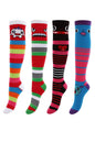 4er Set Overknee Socken – Bunte Monster Strümpfe aus Baumwolle, Lustige Kniestrümpfe im Cartoon Design, Weich & Dehnbar, Ideal für Alltag, C