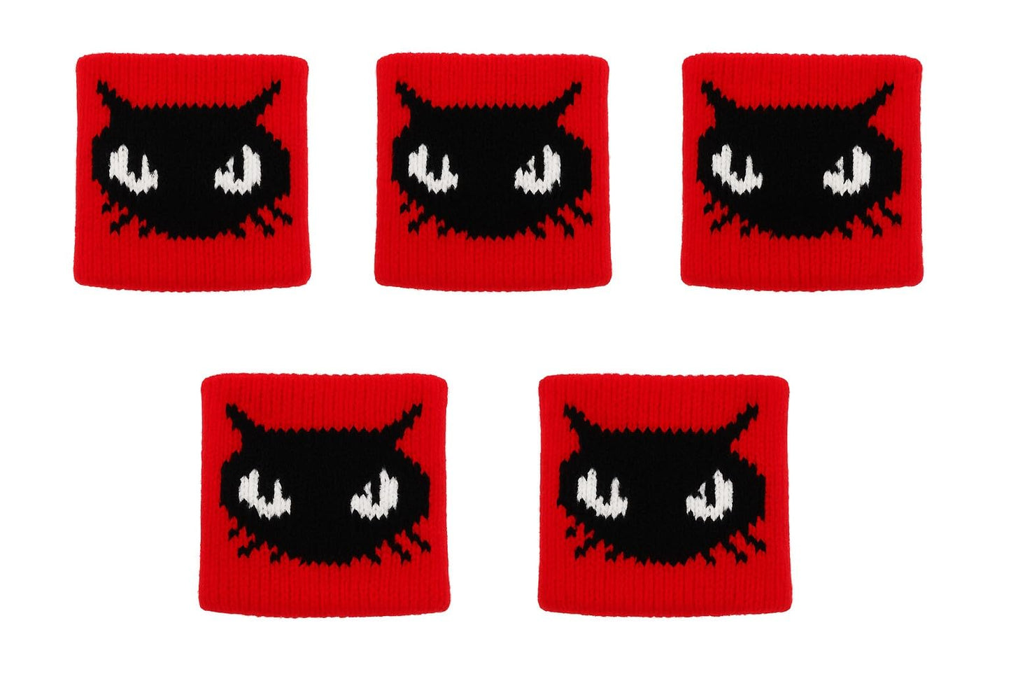5er Set Fingerschweißband Rot mit Katzenmotiv – Schweißband für Finger | Fingersleeve Band 3x3 cm | Elastisch, Atmungsaktiv & Bequem – Ideal für Sport, Gaming & Freizeit