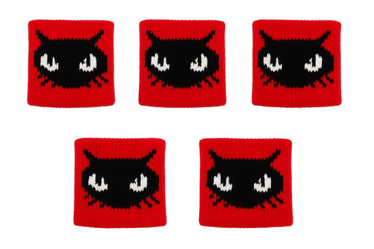 5er Set Fingerschweißband Rot mit Katzenmotiv – Schweißband für Finger | Fingersleeve Band 3x3 cm | Elastisch, Atmungsaktiv & Bequem – Ideal für Sport, Gaming & Freizeit