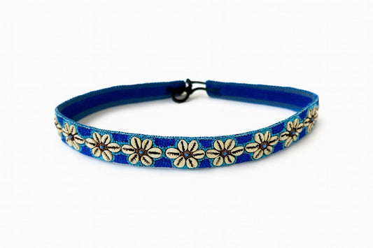 Muschelgürtel Damen – Hüftgürtel & Taillengürtel in Dunkel- und Hellblau | Boho Ibiza Sommer Style mit Muscheln und Perlen – Hippie Festival Accessoire
