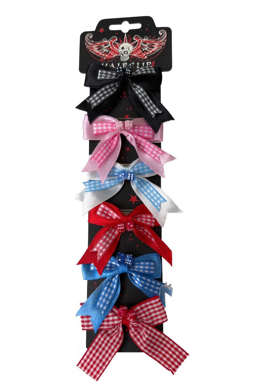 6x Haarklammern mit Schleife & Würfeln – Rockabilly Haarclips im Retro, Gothic & Punk Stil – Stylisches Accessoire für Damen & Mädchen