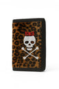 Leopard Plüsch Geldbörse mit Totenkopf – Rockabilly Punk Portemonnaie – Gothic Retro Damen Geldbeutel