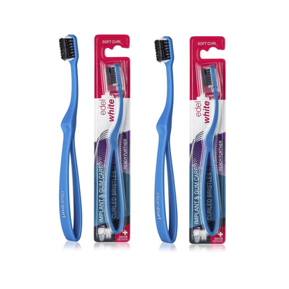 2x Edel+White SoftCurl Zahnbürsten | 3-seitiger Bürstenkopf für Implantat- & Zahnfleischpflege | Sanfte & gründliche Reinigung | Swiss Made