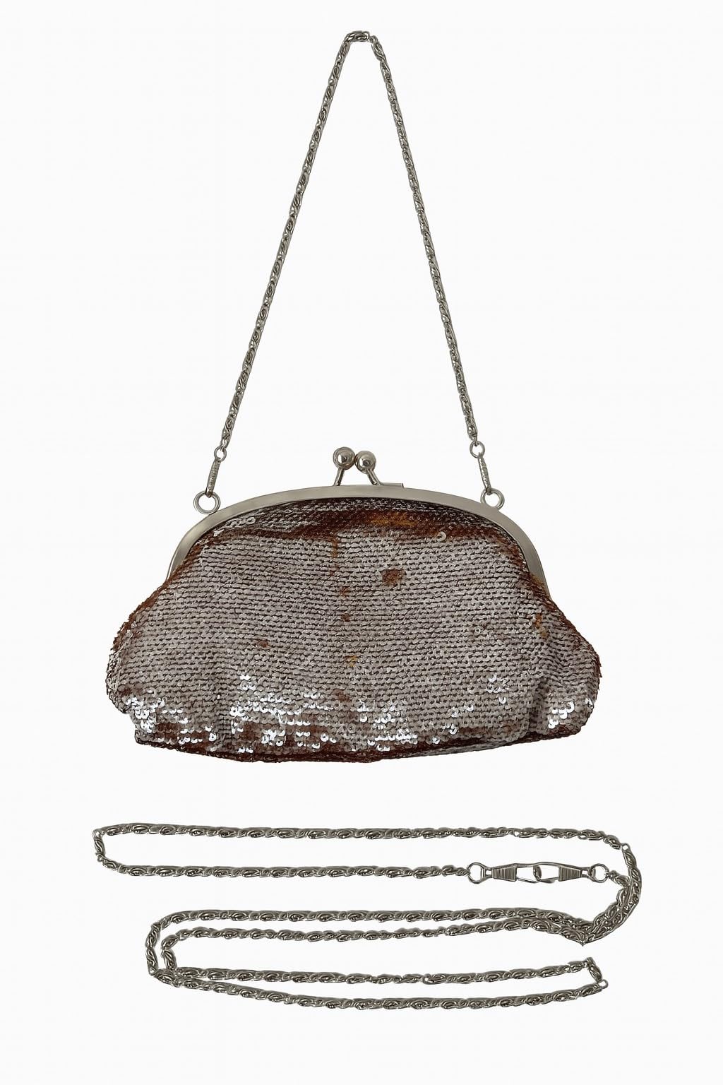 Handtasche Silber-Gold mit Pailletten – Elegante Abendtasche | Umhängetasche Clutch für Party & Anlass