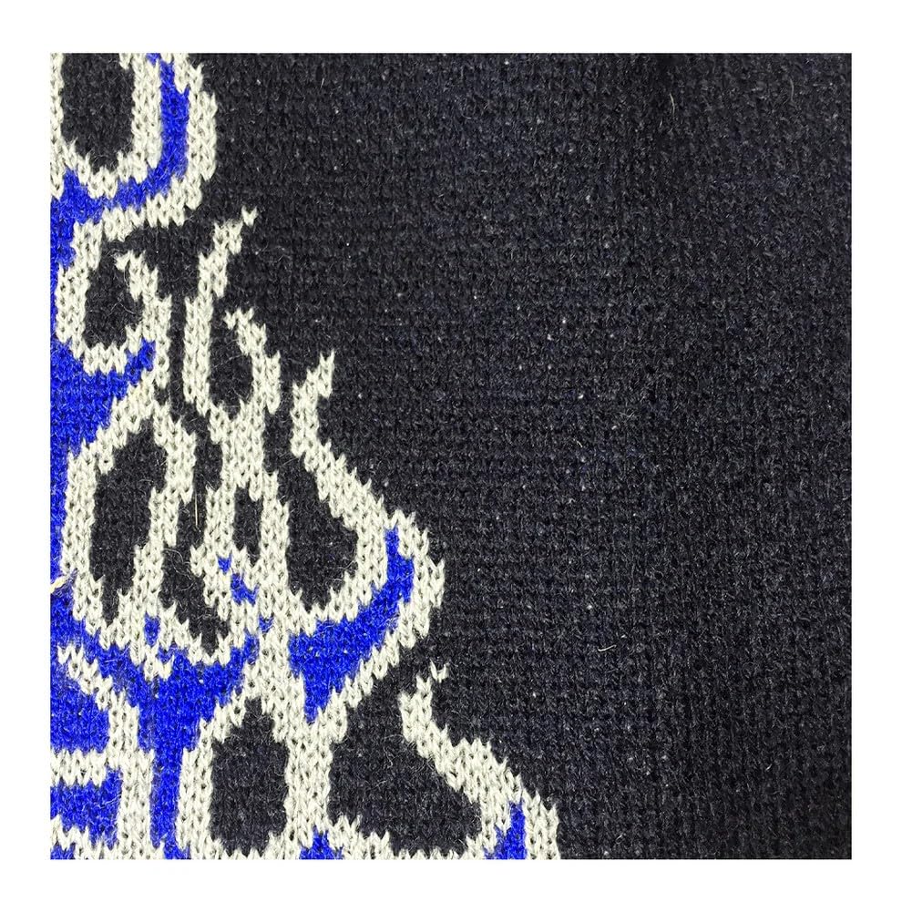 Strickmütze Blau mit Flammen-Muster – Wintermütze/Beanie Unisex – Warme Strickmütze für Damen & Herren
