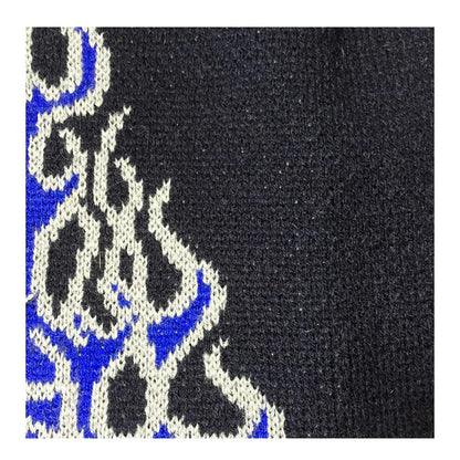 Strickmütze Blau mit Flammen-Muster – Wintermütze/Beanie Unisex – Warme Strickmütze für Damen & Herren