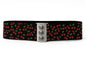 Schwarzer Stretch-Taillengürtel mit Kirschmotiv – Rockabilly, Gothic & Vintage Mode für Damen