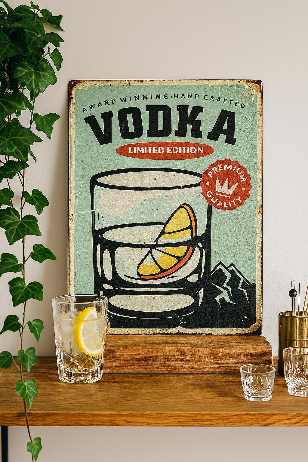 Blechschild Vintage Retro – Vodka Limited Edition – Wanddeko Schild aus Metall für Bar, Küche, Partyraum & Deko im Retro‑Look Blechschilder Bild Dekoration