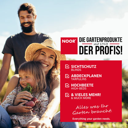 NOOR Sichtschutzstreifen PVC Blickdicht für Doppelstabmattenzaun - Zaunsichtschutz Rolle 0,19x35 m - blickdichter Wind- & Sichtschutz für Garten Terrasse - Zaunblende 630 g/m² inkl. 28 Klemmschienen