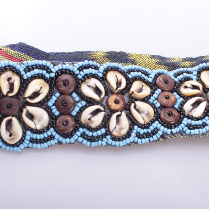 Boho Muschelgürtel Damen Schwarz/Blau – Handgefertigter Taillen- & Hüftgürtel Gürtel mit Muscheln im Blumendesign – Hippie Look