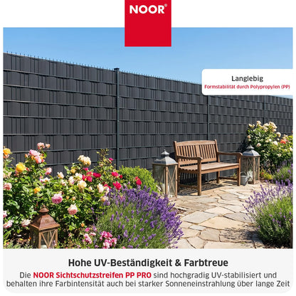 NOOR Sichtschutzstreifen PP PRO für Doppelstabmattenzaun 650 g/m² - Zaunsichtschutz Rolle 0,19x35 m - blickdichter Wind- & Sichtschutz für G
