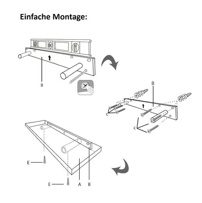 Schwebendes Wandregal Set 2 Stück aus Echtholz L 30cm inkl. Bohrlochmarker 20mm – Braun