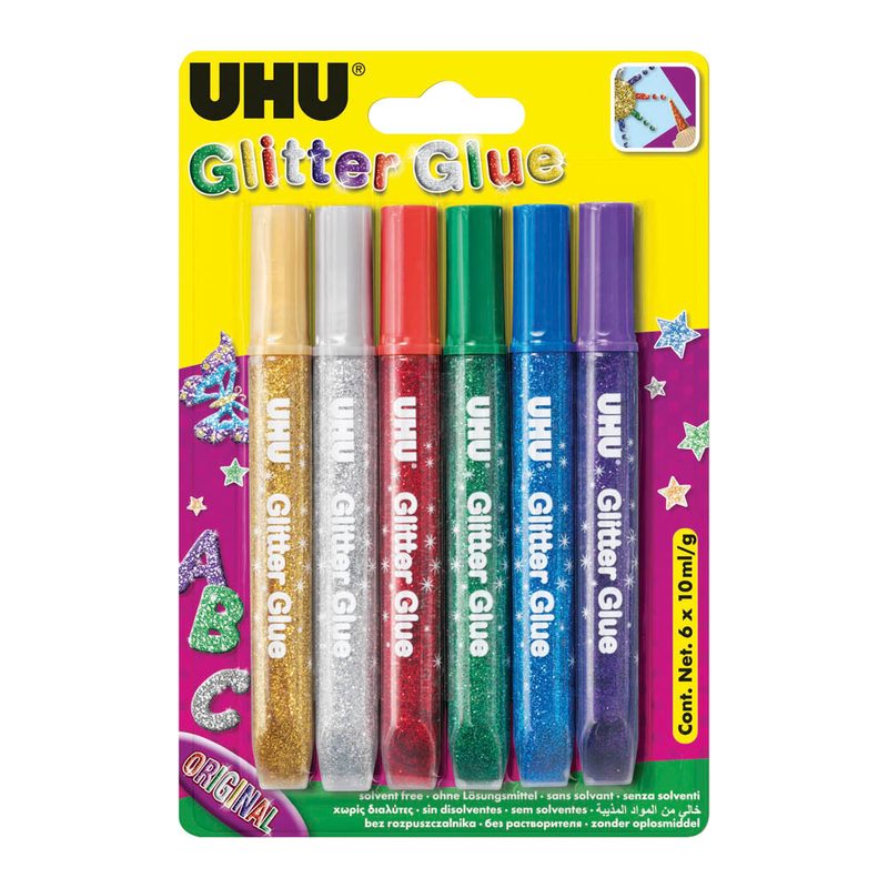 Kreativ-Set UHU & Edding – Glitzerkleber, Neon Klebestifte, Marker Gold/Silber