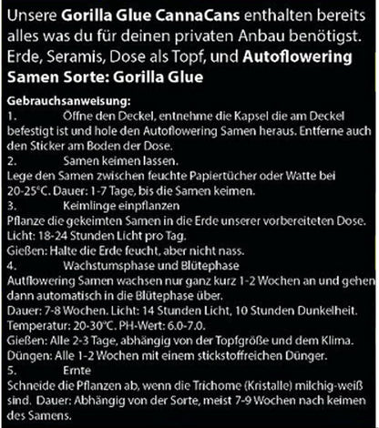 Cannabis Anbau Starter-Kit/Set für 1 Automatic Hanf/Weed Pflanzen inkl. Dünger und Growanleitung für Anfänger (Gorilla Purple)