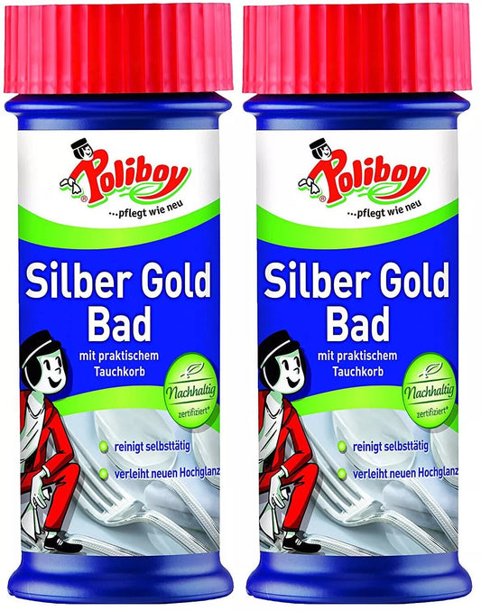 2 x Poliboy Schmuck Reiniger Silber Gold Reinigung Bad Tauchkorb reinigt selbst