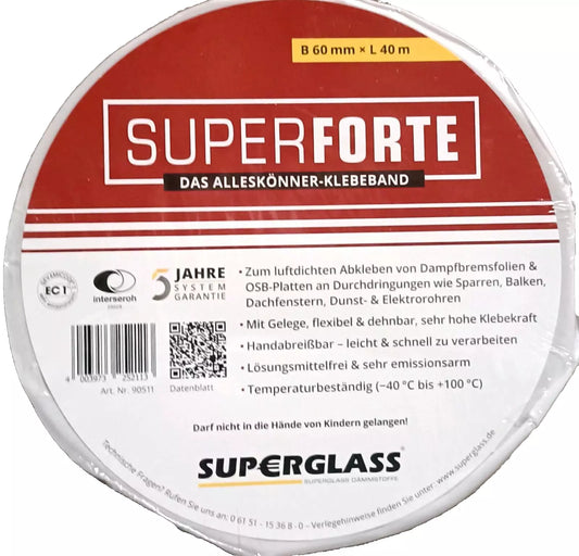 Superglass Superforte Klebeband 60 mm breit - 40 m Rolle TOP