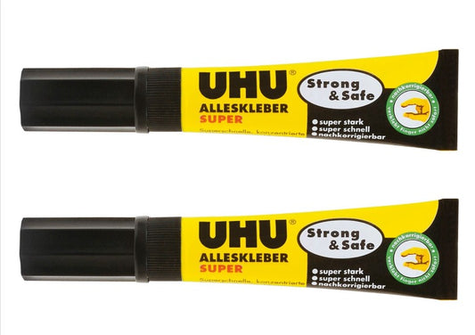 2x UHU Alleskleber SUPER Klebstoff 7g Strong&Safe