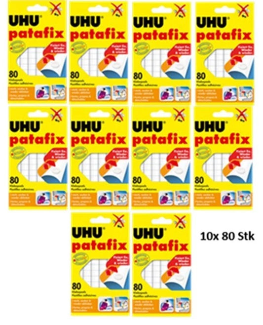 UHU Patafix 10x80 St. Klebepads Klebeband wieder ablösbar wiederverwendbar weiß