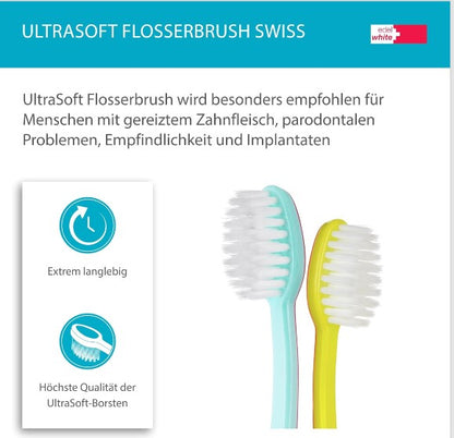 10x edelwhite Flosserbrush Zahnbürsten - soft Schweiz Zahnbürste