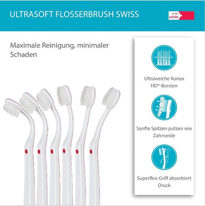 10x edelwhite Flosserbrush Zahnbürsten - soft Schweiz Zahnbürste
